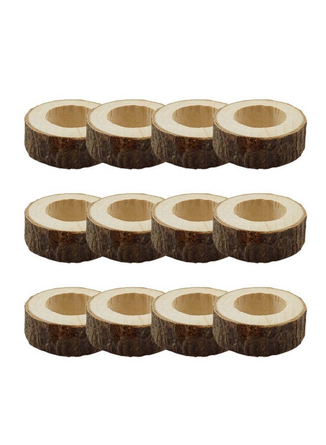 JINMURY Handcrafted Rustic Wooden Napkin Rings Wood Napkin Holder for Dinner Table Decor Jungle Theme Party Supplies Fall Wedding Decorations, Pack of 12 (12, Rustic Wood) - Image 1