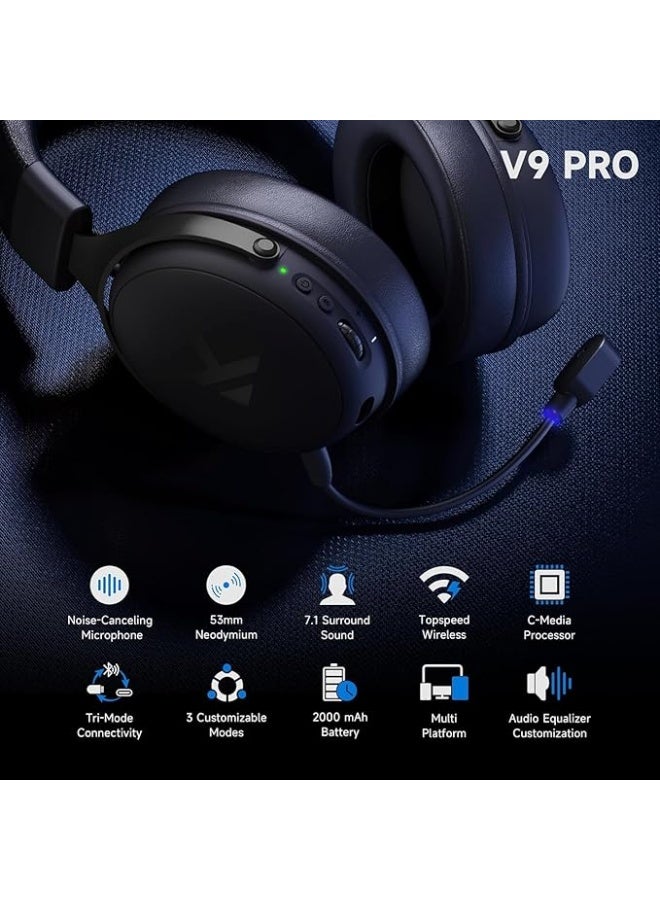 MCHOSE V9 Pro Gaming Headset Bluetooth Headset Wireless Headset Headset with Microphone 7.1 Surround Sound Quad-Mode Wireless Connectivity 250-Hour Battery Life Compatible with PS5 / Mobile Phones / PC - Image 4