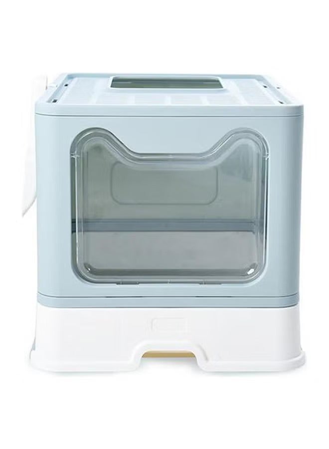 Two-Way Foldable Drawer Type Cat Litter Box Blue 51x41x38cm - Image 1