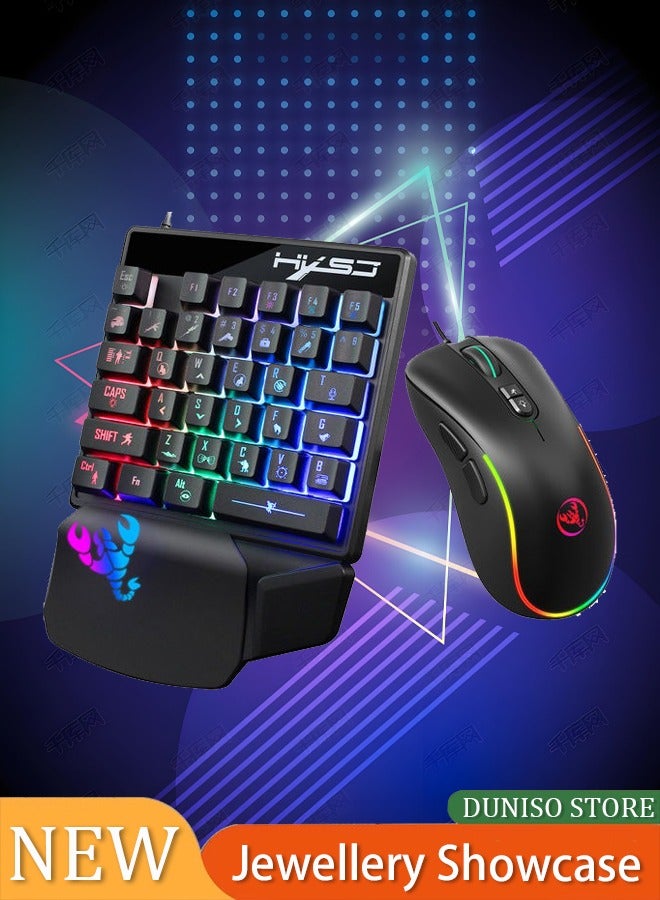 Wired RGB Gaming Mouse 35 Keys Single-Hand Gaming Keyboard Portable Android Keyboard Mouse, Programmable Gaming Mouse+one-handed Game Keyboard - Image 1
