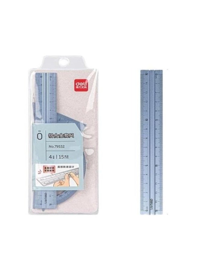 ديلي طقم رسم ديلي، 7 قطع، 15 سم، معدني، أزرق - Image 4