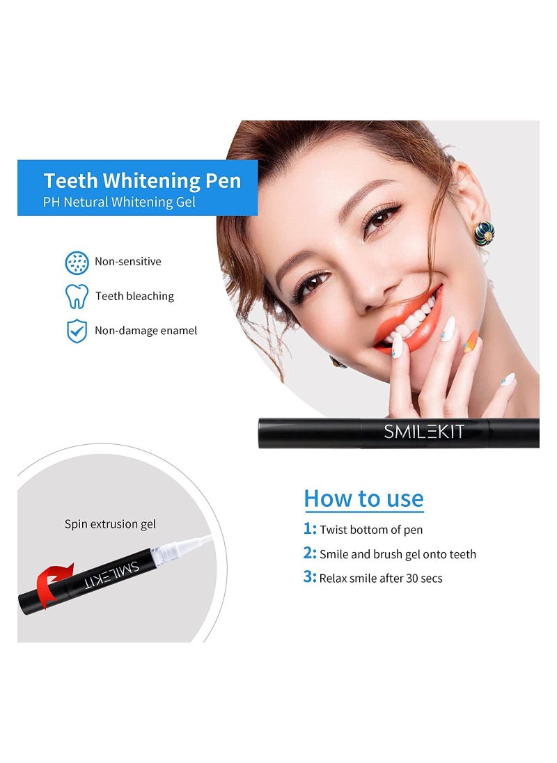 SMILEKIT Home Use Wireless Teeth Whitening Kit with 16-Point LED Blue Lights Accelerator, Natural Whitening Effective Stain Removal Include 4 Teeth Whitening Gel Pens Complimentary Color Card(Black)  - Image 3