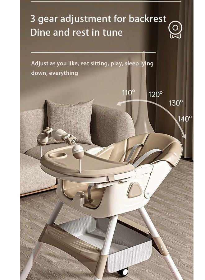 كيديليو كرسي مرتفع قابل للتعديل 4 في 1 مع أربعة إعدادات ليتناسب مع نمو طفلك - بني - Image 4