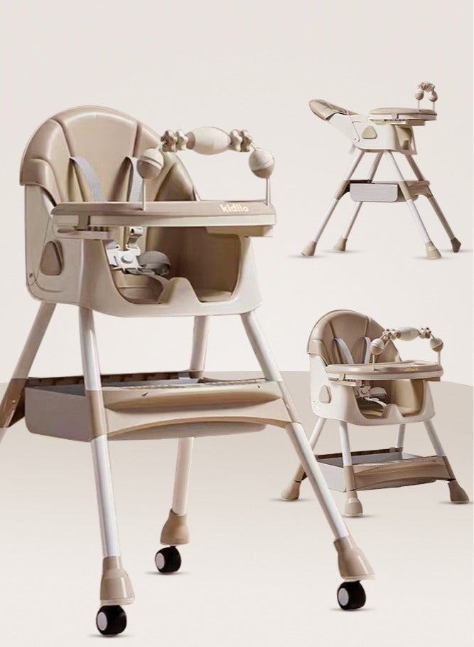 كيديليو كرسي مرتفع قابل للتعديل 4 في 1 مع أربعة إعدادات ليتناسب مع نمو طفلك - بني - Image 1