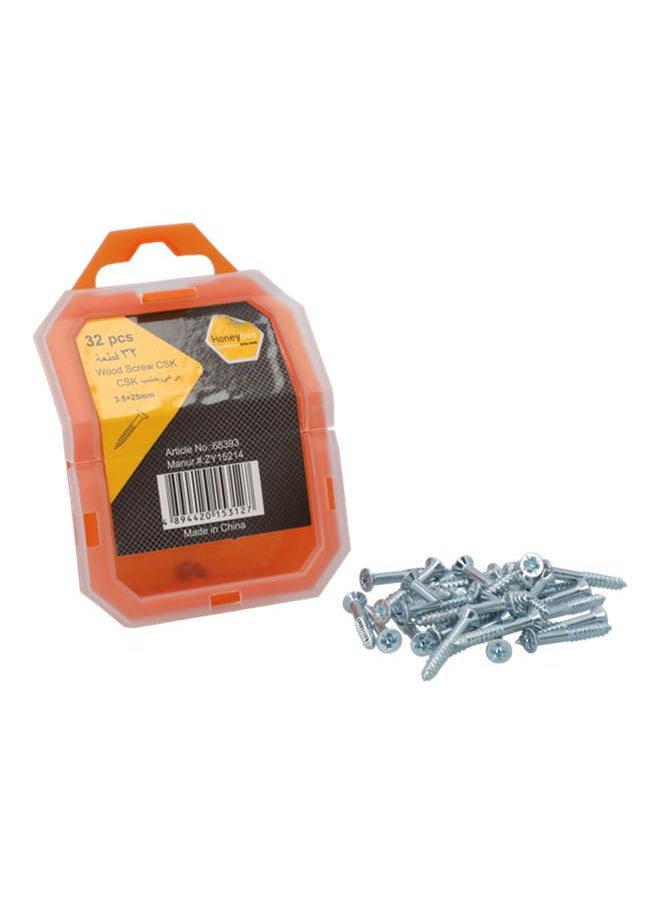 HONEY BEE 32-Piece Corrosion-Resistant Steel Wood Screw Set Silver 3.5 x 25mm ZY15214  - Image 2