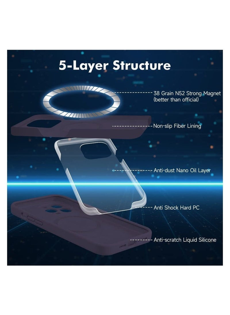 Raxoom Silicone Magnetic Case for iPhone 14 Pro + 2 Pack Tempered Glass Screen Protector Magsafe Case - Image 3