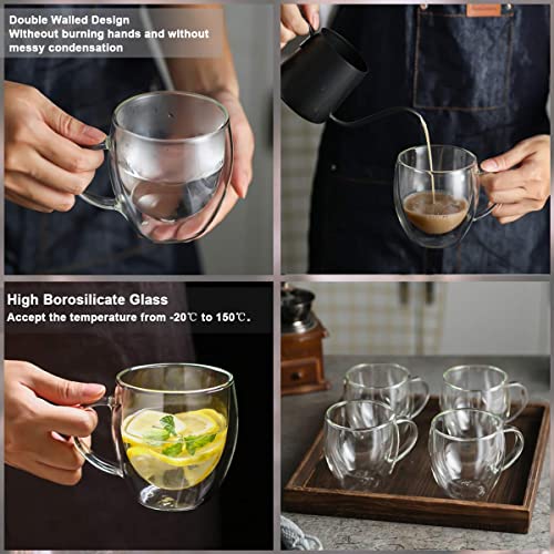 ZROY ENTERPRISE Double Wall Insulated Glass Coffee Mugs with Handle 250 Ml Set of 6, Everyday Drinking Tea Cups Perfect for Latte, Espresso, Cappuccinos, Tea Bag, Hot & Cold Beverage (250 ML Cups, 6) - Image 3