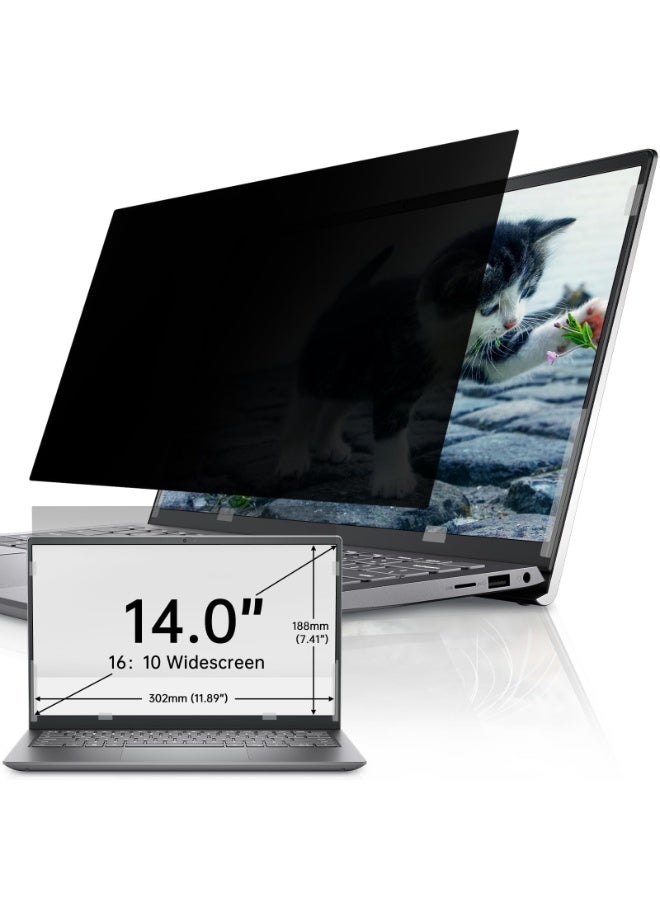 Laptop Privacy Film 14 Inch Removable Privacy Screen Aspect Ratio 16:10 Anti Blue Light Anti-Glare Privacy Screen Protector Privacy Filter for Hp/Dell/Acer/Lenovo/ThinkPad/Asus - Image 1