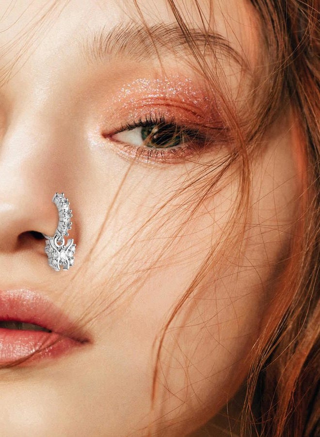 JELIEE 10 PCS Dangle Nose Rings Hoop 20g Silver L Shaped Rings Studs for Women Dangling Nose Piercing Jewelry Set Cute Piercings Ring Indian Piercing Jewelry Heart Star Butterfly Moon Shape Ring - Image 3