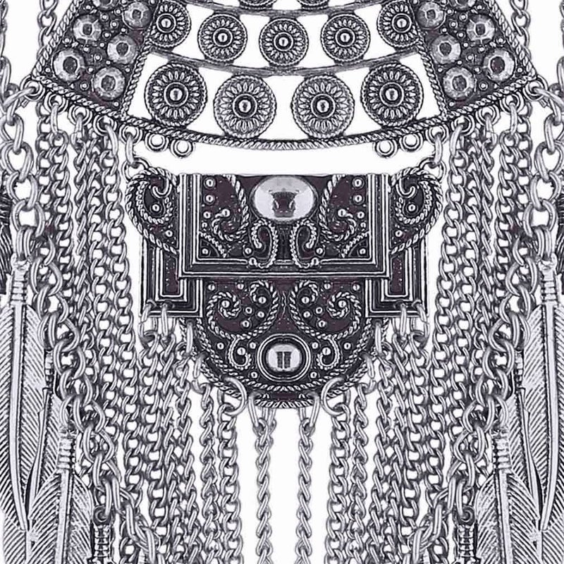 CCBFY Long Tassel Chunky Boho Coin Statement Necklace For Women Silver (Style 3#) - Image 4