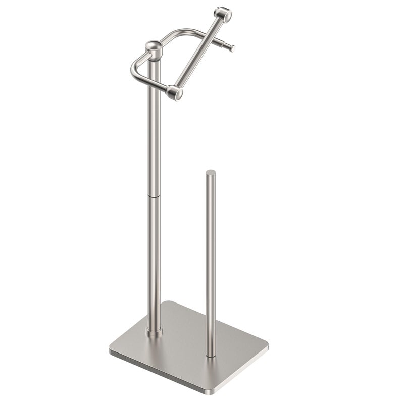 RUACQ Toilet Paper Holder Stand Bathroom Toilet Paper roll Holder Free Standing with Storage for 4 Rolls Post Pivoting Design Stable Weighted Base SUS304 Stainless Steel Brushed Nickel - Image 2