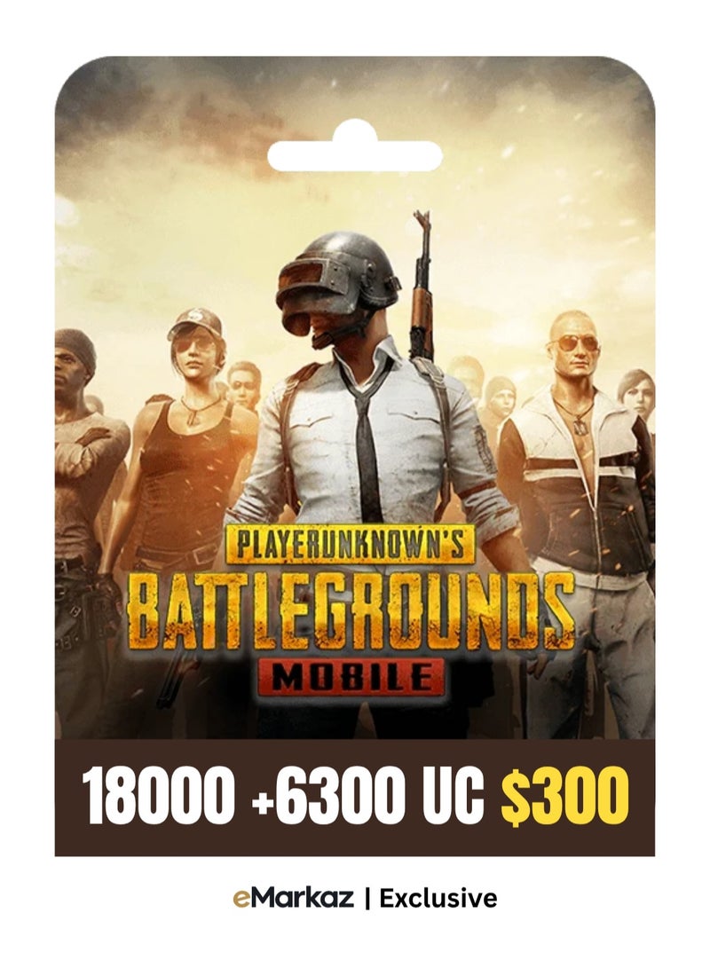 كود رقمي ببجي موبايل 18000 + 6300 شدة