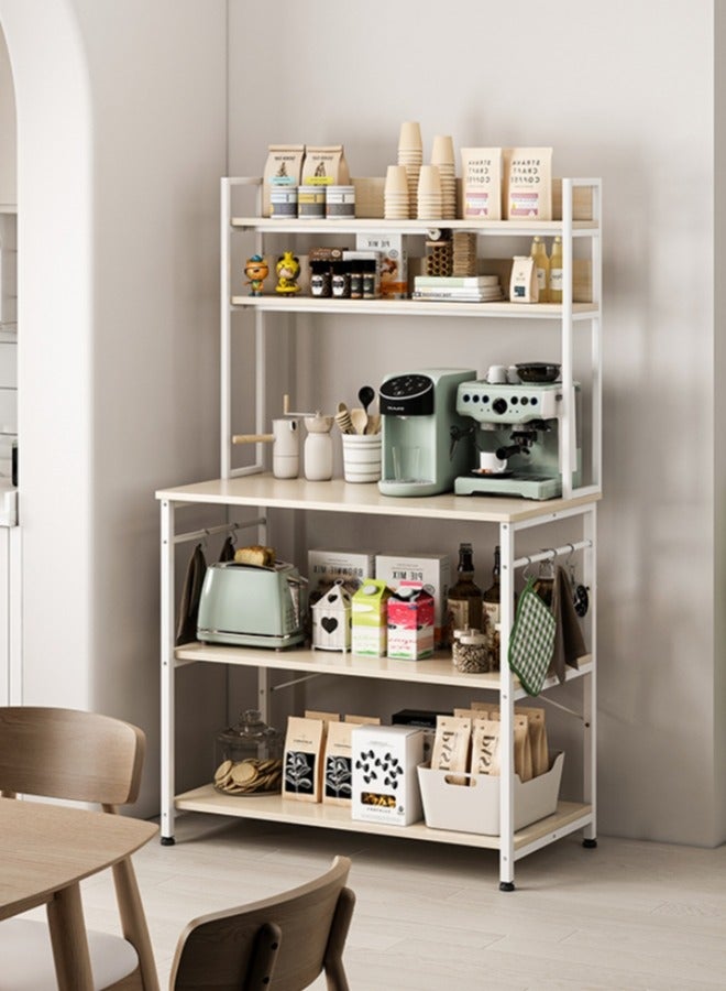 Zanotta Coffee Corner Table,Kitchen Storage Rack with 5 Tiers,Microwave Stand with Storage Shelves,Suit for Dining Room,Kitchen,Living Room.Beige,80*40*160 CM - Image 1