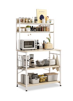 Shofenkei Coffee Corner Table,Kitchen Storage Rack with 5 Tiers,Microwave Stand with Storage Shelves,Suit for Dining Room,Kitchen,Living Room.Beige,80*40*160 CM  - Image 2