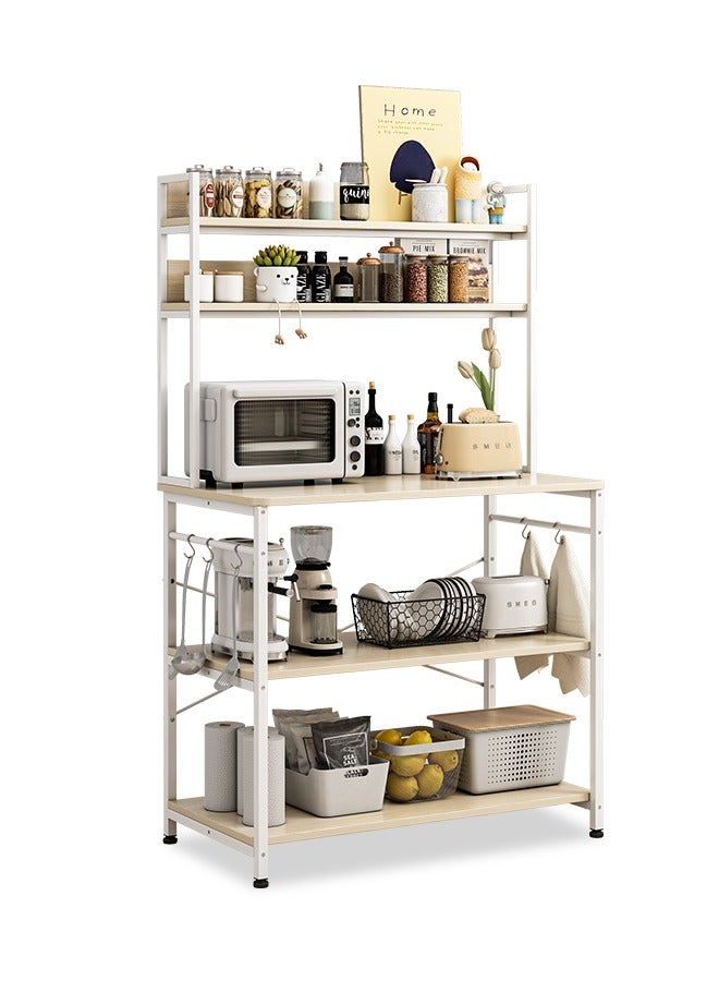 Zanotta Coffee Corner Table,Kitchen Storage Rack with 5 Tiers,Microwave Stand with Storage Shelves,Suit for Dining Room,Kitchen,Living Room.Beige,80*40*160 CM - Image 2