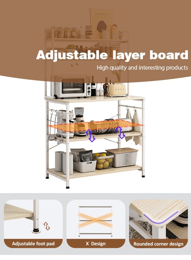 Zanotta Coffee Corner Table,Kitchen Storage Rack with 5 Tiers,Microwave Stand with Storage Shelves,Suit for Dining Room,Kitchen,Living Room.Beige,80*40*160 CM - Image 4