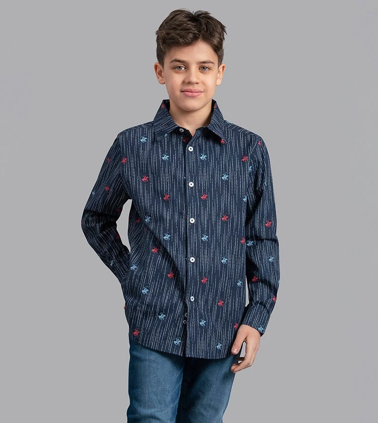 Long-sleeved printed casual shirt