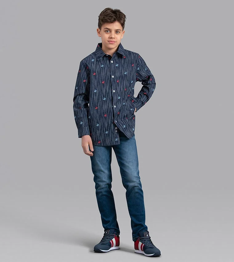 BEVERLY HILLS POLO CLUB  Long-sleeved printed casual shirt for Men | Best Price UAE