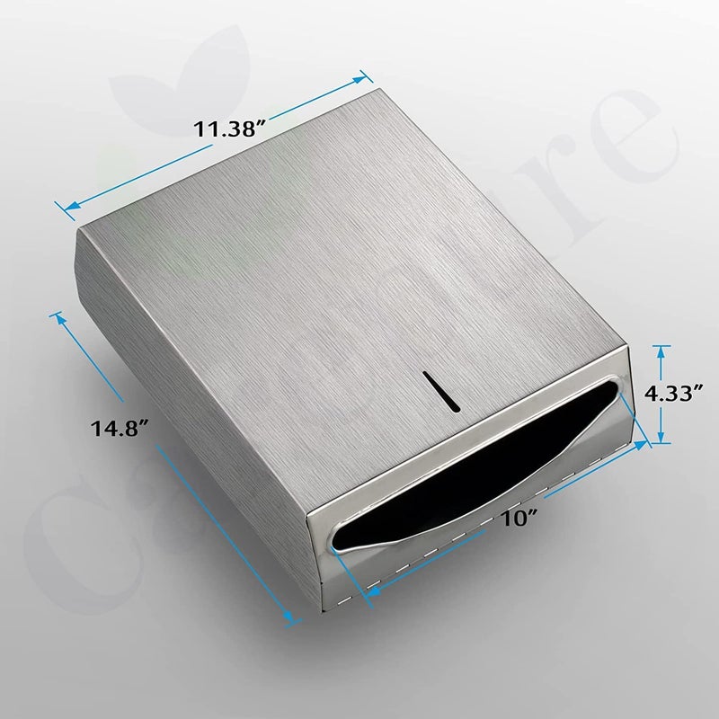 Carepure MFold Tissue Paper Dispenser Multi Fold Tissue Paper Dispenser with 2 Packet MFold Tissue Refill M FOLD STAINLESS STEEL LARGE - Image 2