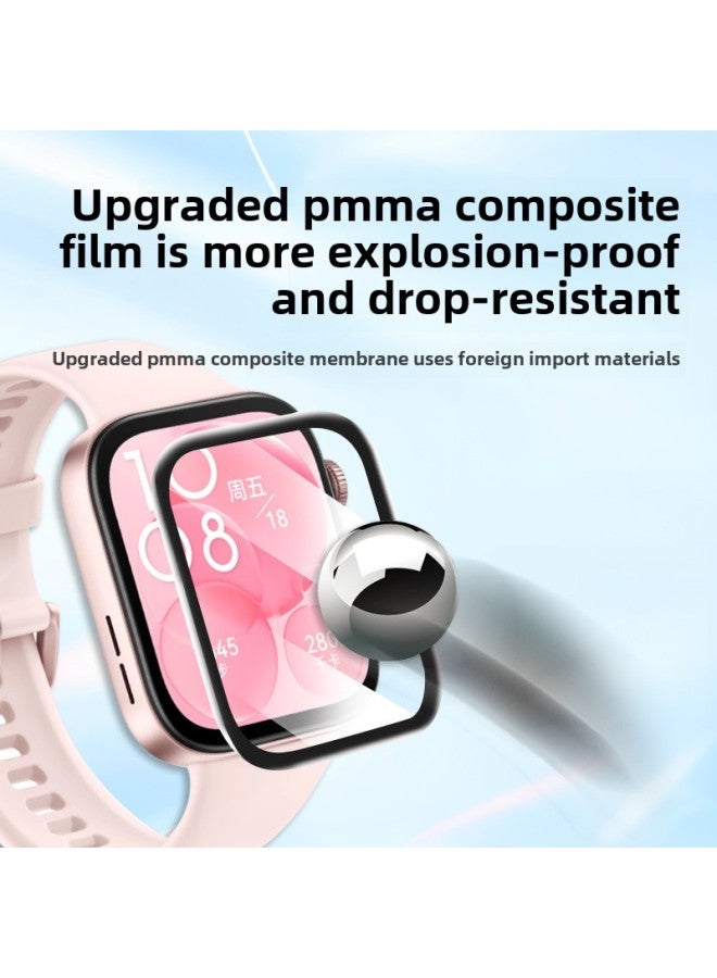 For Huawei Watch Fit 3 Film PMMA Composite Hot Bending Full Screen TPU Hydraulic HD Protective Watch Film-Color:TPU Yellow Soft Film Two-piece-Dimensions:Huawei Fit 3 - Image 3