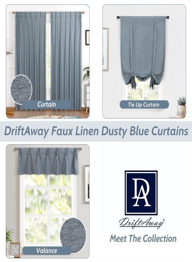 DriftAway Pinch Pleat Valance for Kitchen Window Blackout Faux Linen Textured Solid Valance for Living Room 16 Inch Farmhouse Linen Curtain Valance Window Treatment Back Tab 52x16 Dusty Blue - Image 5