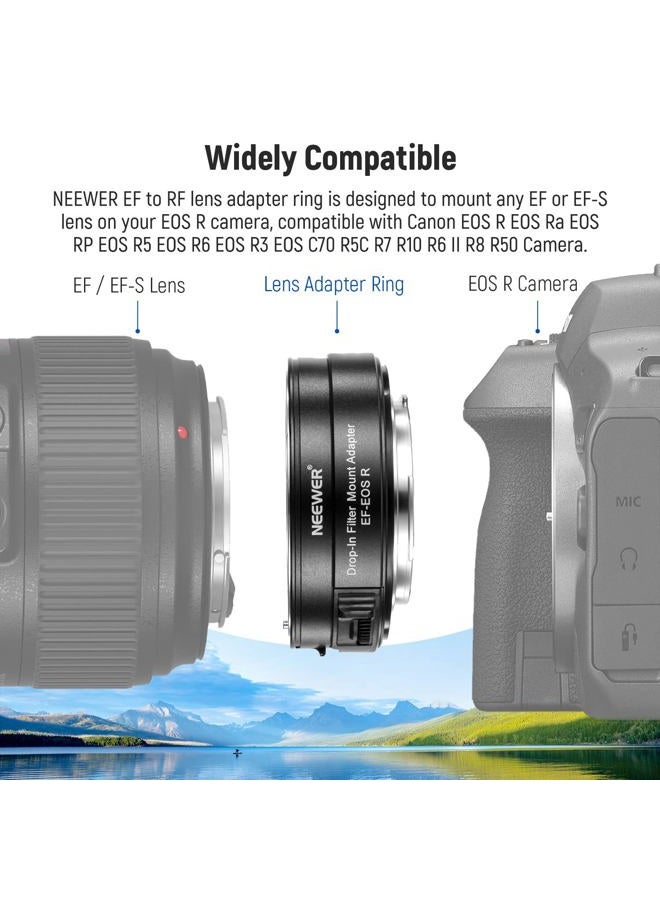 Neewer EF to EOS R Mount Adapter with Drop in CPL Filter, Autofocus Lens Converter Ring Compatible with Canon EF/EF-S Lens to EOS R EOS Ra EOS RP EOS R5 EOS R6 EOS R3 EOS C70 R5C R7 R10 R8 R50 etc  - Image 2