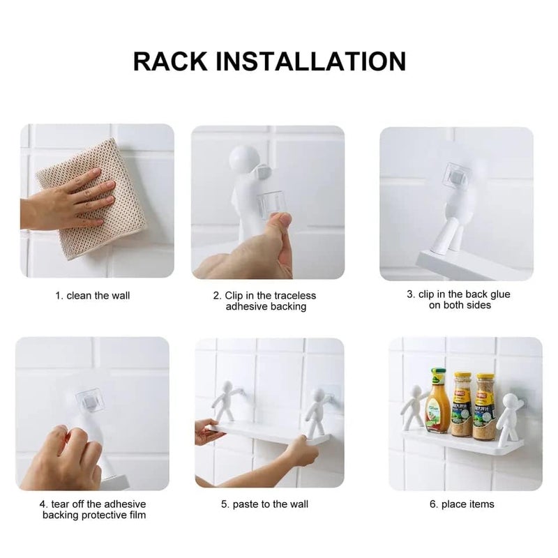 DUFFIX Wall Mounted Plastic Bathroom Shelf - Self Adhesive, No-Drill Storage Rack for Kitchen, Multipurpose Wall Mount Floating Shelf Rack - Image 2