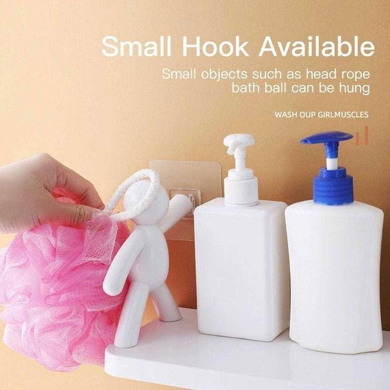 DUFFIX Wall Mounted Plastic Bathroom Shelf - Self Adhesive, No-Drill Storage Rack for Kitchen, Multipurpose Wall Mount Floating Shelf Rack - Image 5