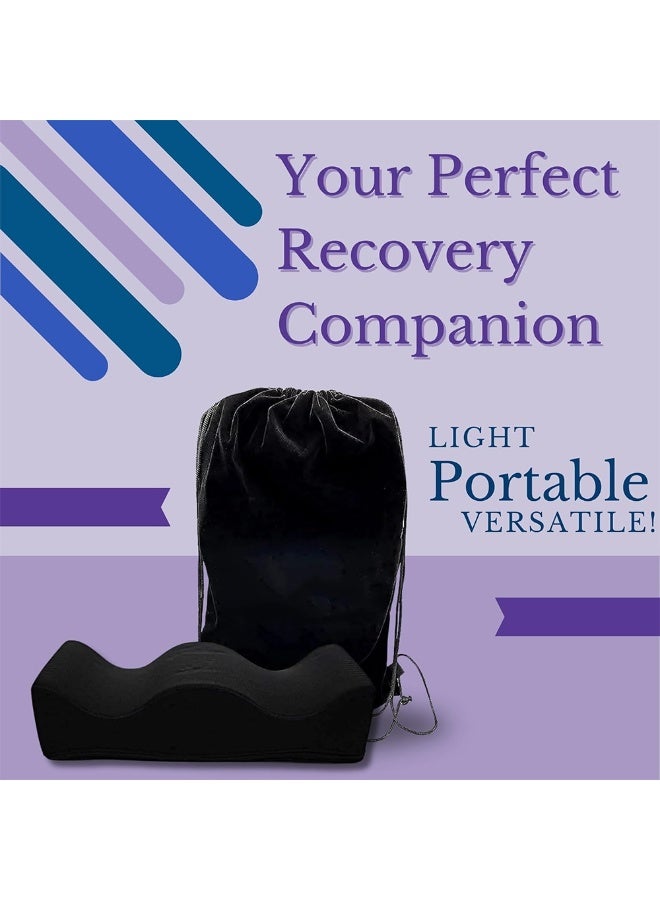 RION BBL Pillow After Surgery for Sitting | Post Butt Surgery Recovery Seat Cushion with Drawstring Bag | High-Density Foam Support for Car, Home and Office – Black - Image 2