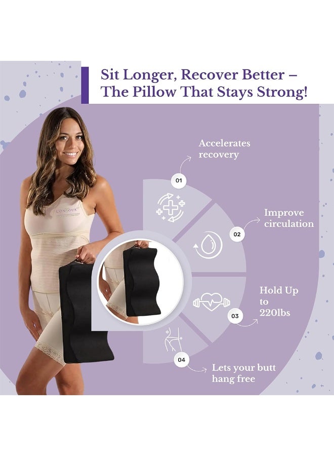 RION BBL Pillow After Surgery for Sitting | Post Butt Surgery Recovery Seat Cushion with Drawstring Bag | High-Density Foam Support for Car, Home and Office – Black - Image 4