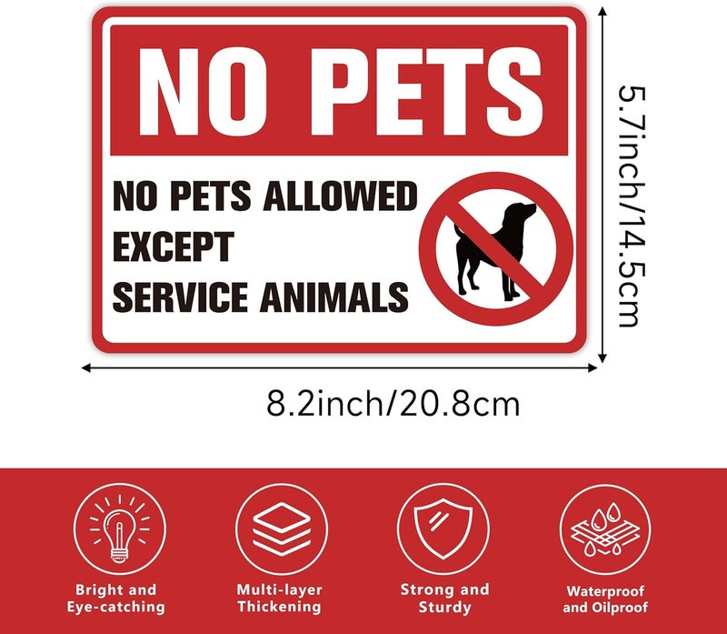 LUHIMO 2PCS No Pets Allowed Except Service Animals Sign Sticker – Self-Adhesive Weatherproof No Dogs Allowed Decals –Service Animals Only Sign for Business Doors, Windows, and Stores - Image 2
