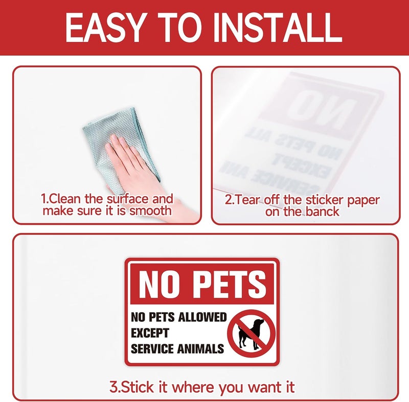LUHIMO 2PCS No Pets Allowed Except Service Animals Sign Sticker – Self-Adhesive Weatherproof No Dogs Allowed Decals –Service Animals Only Sign for Business Doors, Windows, and Stores - Image 4