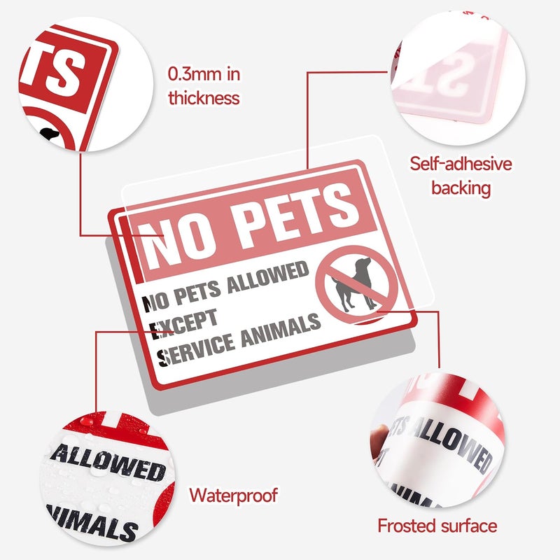 LUHIMO 2PCS No Pets Allowed Except Service Animals Sign Sticker – Self-Adhesive Weatherproof No Dogs Allowed Decals –Service Animals Only Sign for Business Doors, Windows, and Stores - Image 3