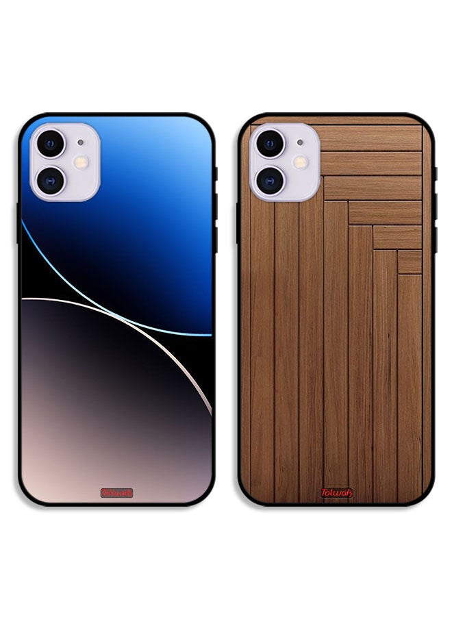 Tolwak - Two Cases For Apple iPhone 12 mini Protective Covers Curve Lines and Door Pattern - Image 1