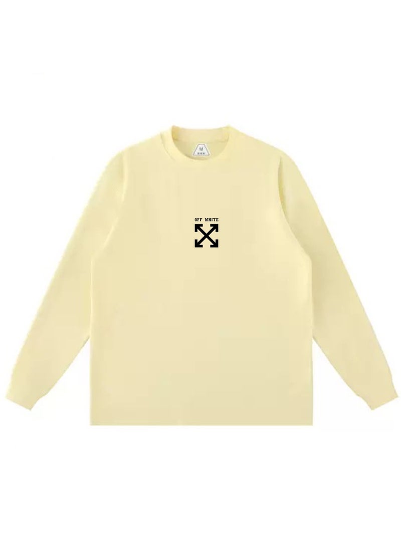 أوف-وايت OFF-WHITE couple spring and autumn heavy cotton loose long sleeve T-shirt for men and women - Image 3