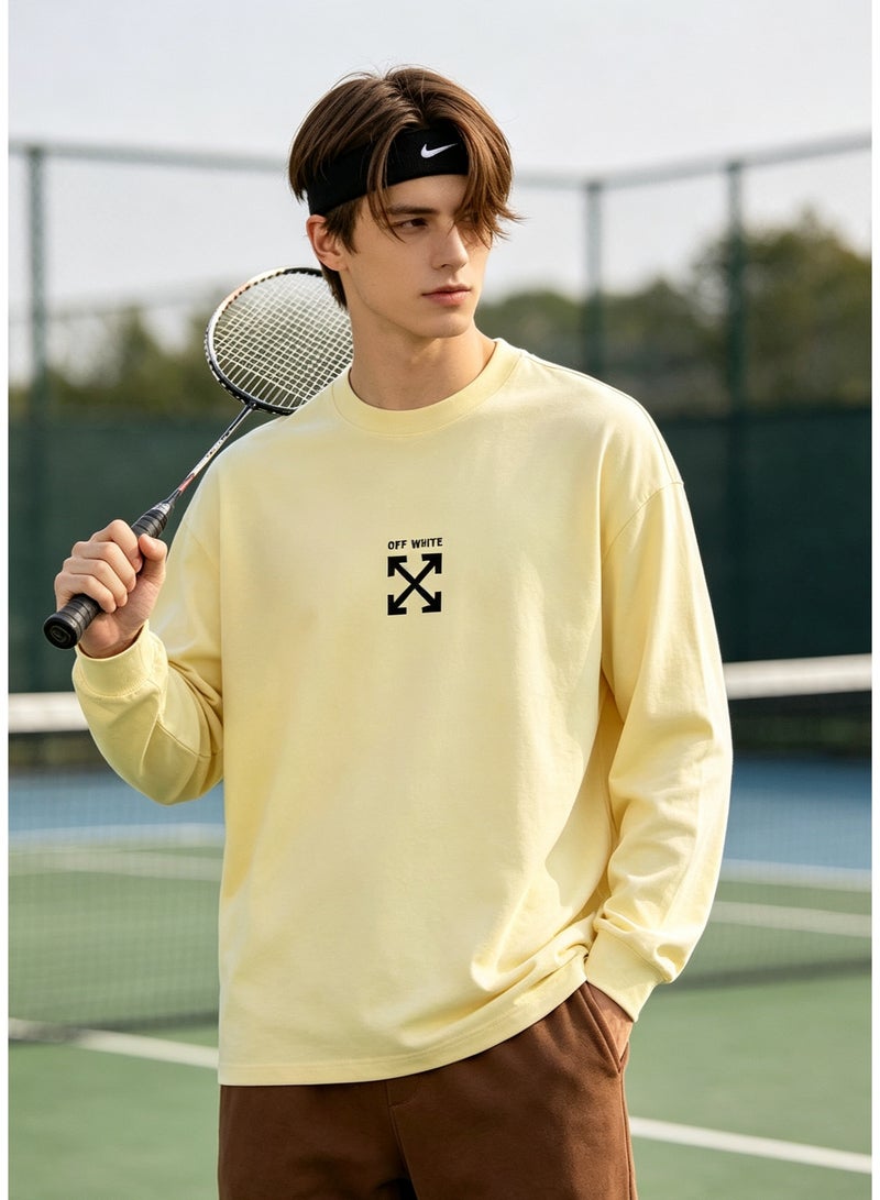 أوف-وايت OFF-WHITE couple spring and autumn heavy cotton loose long sleeve T-shirt for men and women - Image 5
