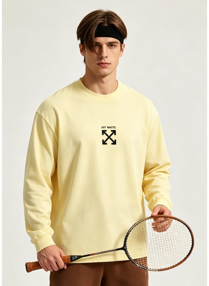 أوف-وايت OFF-WHITE couple spring and autumn heavy cotton loose long sleeve T-shirt for men and women - Image 1