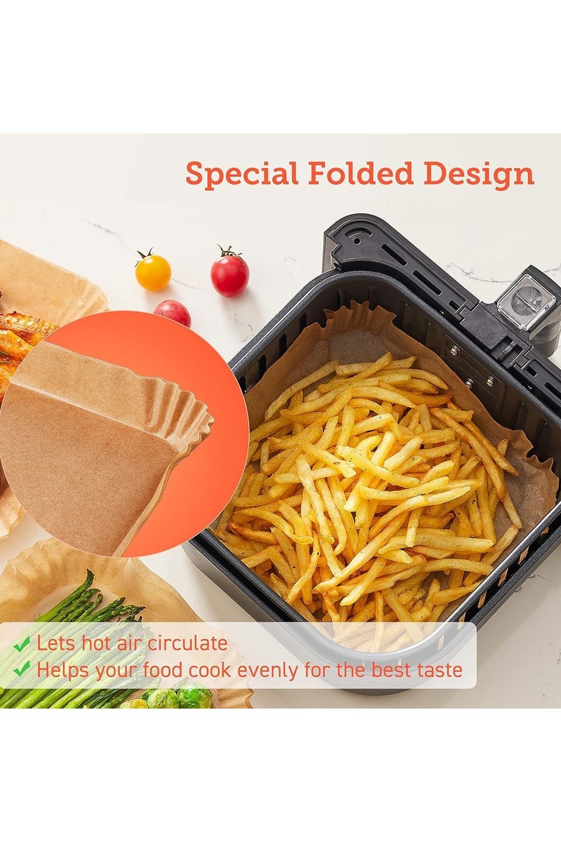 MOMENT 100pcs Air Fryer Disposable Paper Liner, Air Fryer Liners Square, Baking Paper for Air Fryer Water-proof, Parchment Paper for Baking Roasting Microwave,7.9 inch/20cm - Image 2