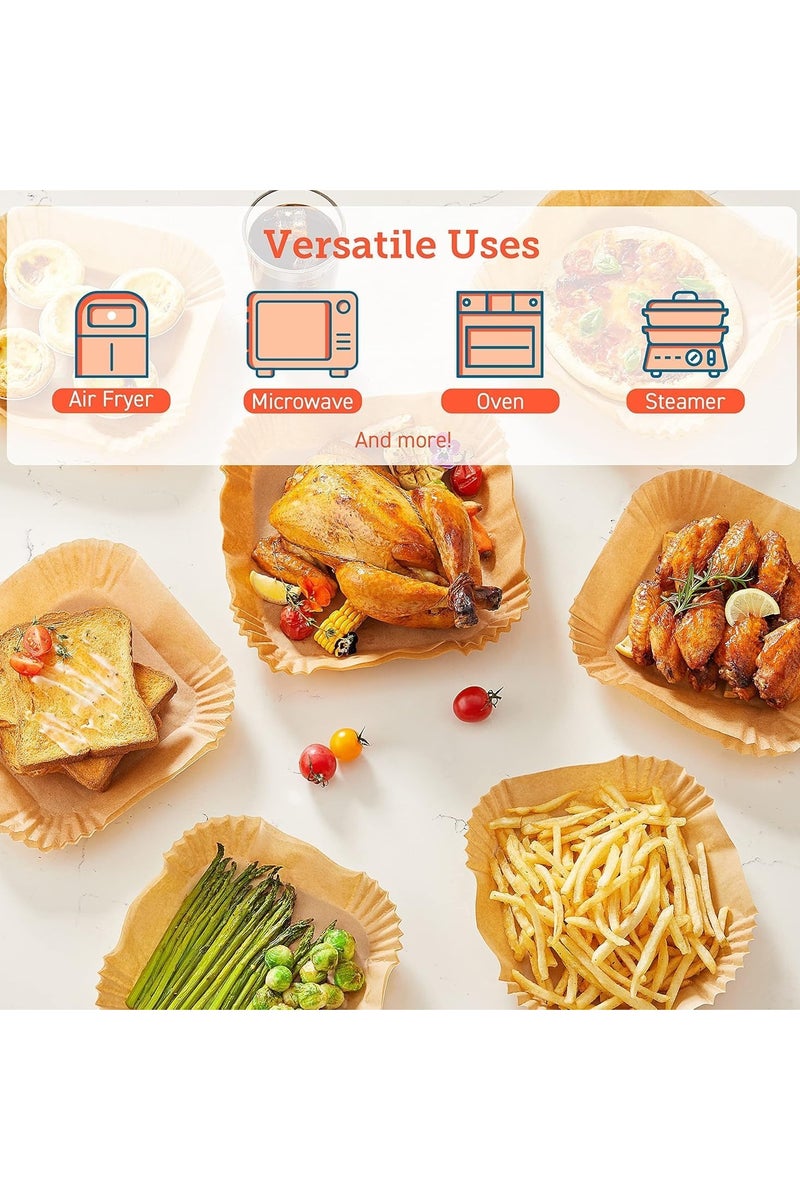 MOMENT 100pcs Air Fryer Disposable Paper Liner, Air Fryer Liners Square, Baking Paper for Air Fryer Water-proof, Parchment Paper for Baking Roasting Microwave,7.9 inch/20cm - Image 5