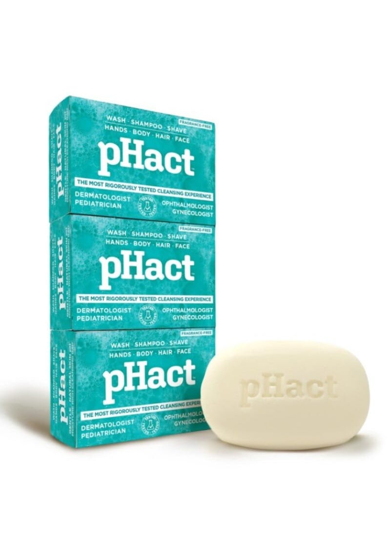 Andrew Lessman ANDREW LESSMAN pHact Moisture-Rich, Soap-Free Cleansing Bar. Natural Skin pH. Fragrance-Free. All Skin Types - Even Sensitive Skin. Hypoallergenic. Dermatologist Tested. 3-Pack 4.25 oz each  - Image 1