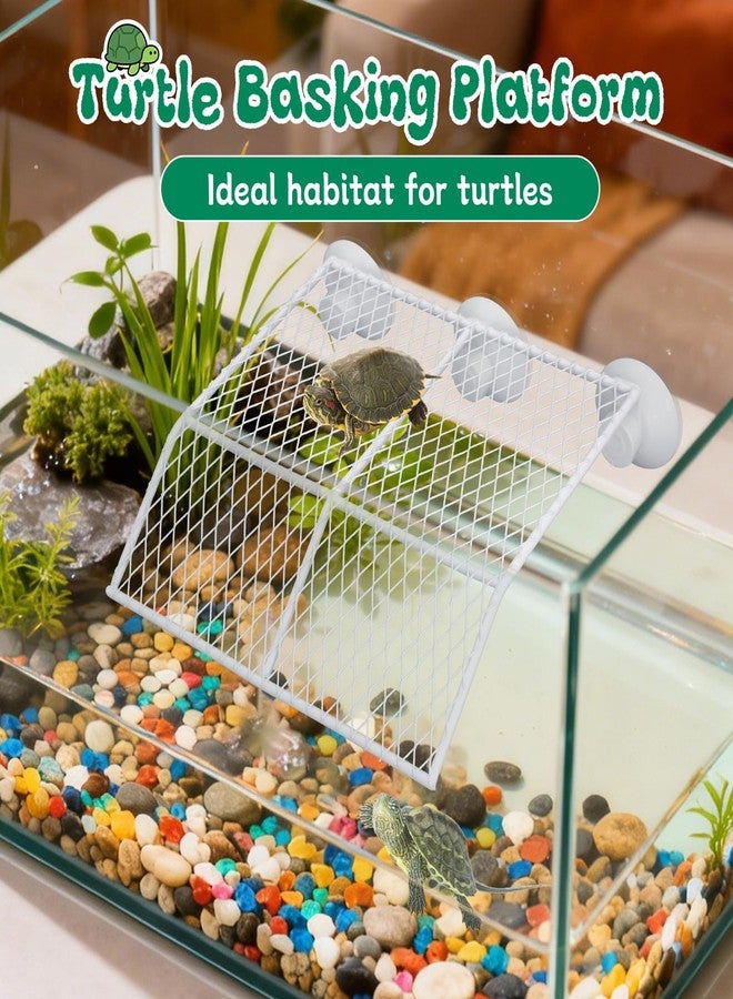 Abustle pig Large Turtle Basking Platform with Strong Suction Cups&150°Anti Slip Ramp,Heavy Duty Metal Aquatic Turtle Platform 8.6" Width Resting Area, for Aquarium, Turtle Tank Accessories (8.6''W) - Image 3