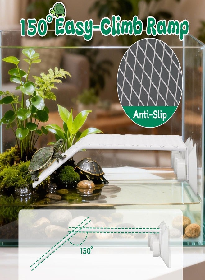 Abustle pig Large Turtle Basking Platform with Strong Suction Cups&150°Anti Slip Ramp,Heavy Duty Metal Aquatic Turtle Platform 8.6" Width Resting Area, for Aquarium, Turtle Tank Accessories (8.6''W) - Image 2