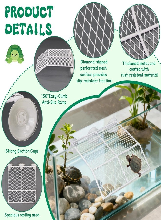 Abustle pig Large Turtle Basking Platform with Strong Suction Cups&150°Anti Slip Ramp,Heavy Duty Metal Aquatic Turtle Platform 8.6" Width Resting Area, for Aquarium, Turtle Tank Accessories (8.6''W) - Image 5