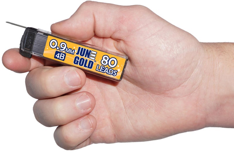 June Gold 320 Pieces, 0.9 mm 4B Lead Refills, 80 Pieces Per Dispenser, Bold Thickness, Break Resistant Lead/Graphite, 1.0 mm Compatible (Pack of 4 Dispensers) - Image 2