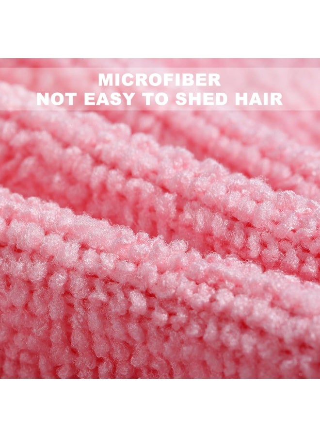 مناديل تنظيف مايكروفايبر بعلبة سحب – 20 قطعة قابلة للغسل وإعادة الاستخدام بدون وبر – امتصاص عالي – لون وردي للمطبخ والزجاج والسيارة والمنزل - Image 4