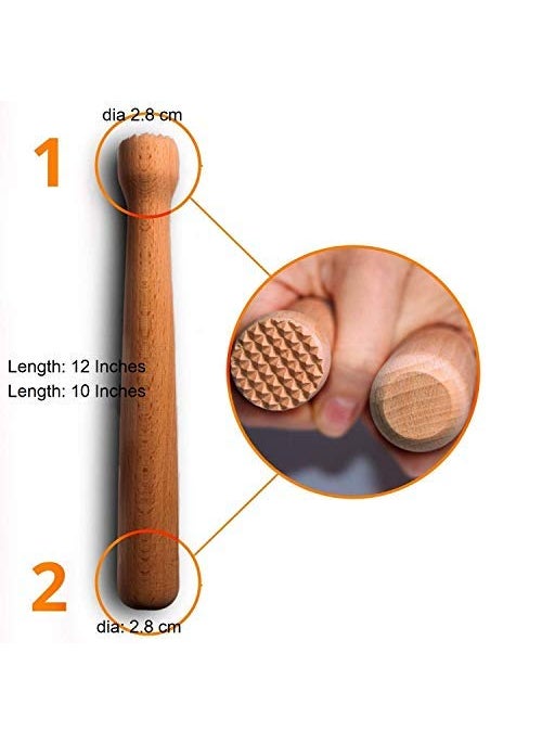 NJ NJ Cocktail Bar Sheesham Wooden Muddler and Mixing Spoon Home Bar Tool Set, Bar Spoon Fork, Create Delicious Mojitos and Other Fruit Based Drinks: 2 Pcs Set  - Image 2