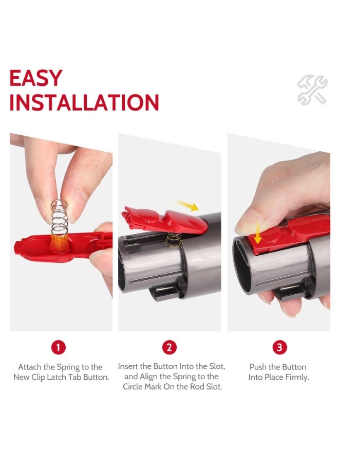 كيلا TERRIFI 2 حزمة من العصا السحرية أنبوب تنظيف رأس قفل التبويب متوافق مع Dyson V7 V8 V10 V11 V15 مكنسة كهربائية ، بديل عصا سحرية دائم ، زر أداة إضاءة مع آلية الربيع - Image 3