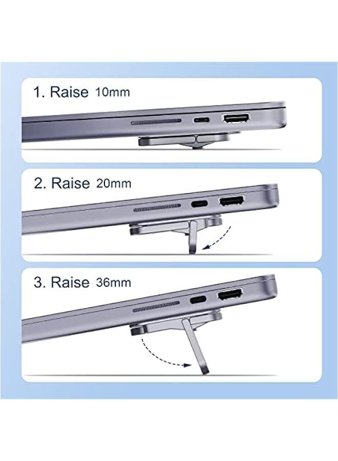 Generic Laptop Stand Adjustable Height for Desk, Portable Invisible Laptop Riser, Ergonomic Laptop Mount Keyboard Kickstand Aluminum Cooling Pad for MacBook Pro Air, Tablet Laptop (Grey)  - Image 2