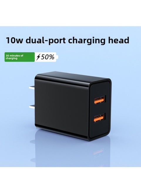 3C Certified 10W Fast Charging Three-Port Charger Applicable To Android Apple Mobile Phone Charging Head Multi-interface USB Medium-Color:10W Dual Charger  Bare Metal