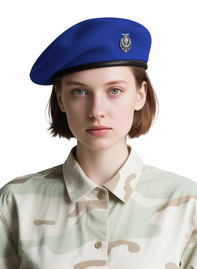 CKYPTFK Beret Hats for Women & Beret Hat Men - US Army Style 100% Wool Military Beret, Vintage British Officer Look., Sapphire Blue, L - Image 1